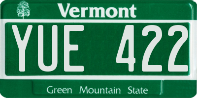 VT license plate YUE422