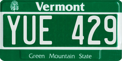 VT license plate YUE429