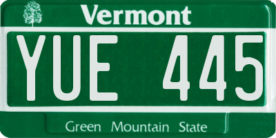VT license plate YUE445