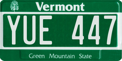 VT license plate YUE447