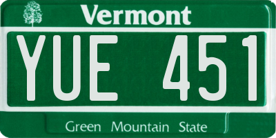 VT license plate YUE451