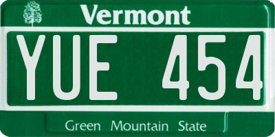 VT license plate YUE454