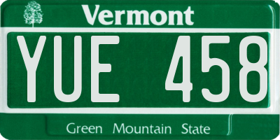 VT license plate YUE458
