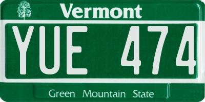 VT license plate YUE474