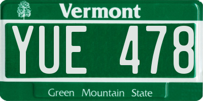 VT license plate YUE478