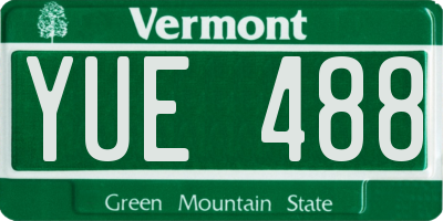 VT license plate YUE488