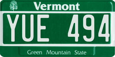 VT license plate YUE494