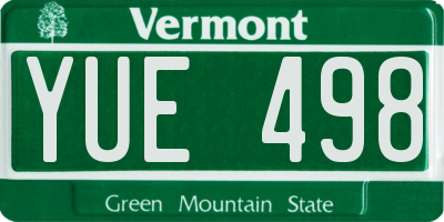 VT license plate YUE498