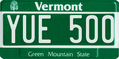 VT license plate YUE500