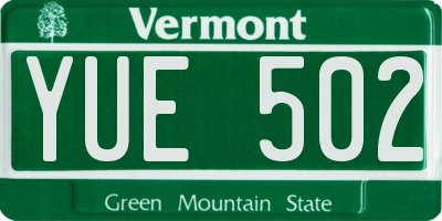 VT license plate YUE502