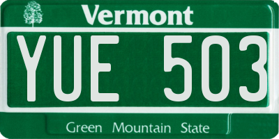 VT license plate YUE503