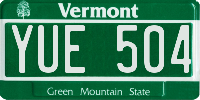 VT license plate YUE504