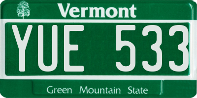 VT license plate YUE533