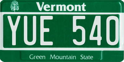VT license plate YUE540