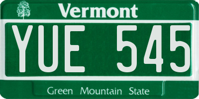 VT license plate YUE545