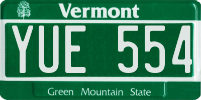 VT license plate YUE554