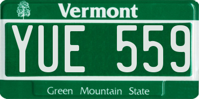 VT license plate YUE559