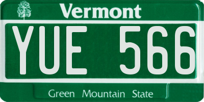 VT license plate YUE566