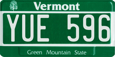 VT license plate YUE596