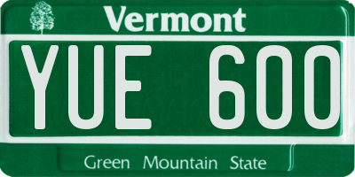 VT license plate YUE600