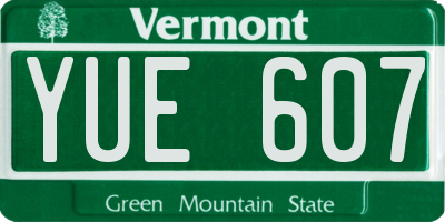 VT license plate YUE607
