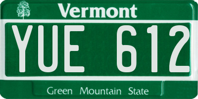 VT license plate YUE612