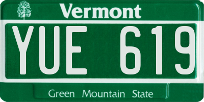 VT license plate YUE619