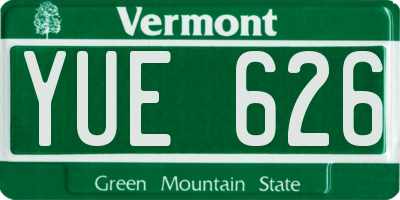 VT license plate YUE626