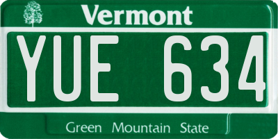 VT license plate YUE634