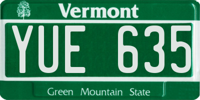 VT license plate YUE635