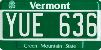 VT license plate YUE636