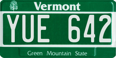 VT license plate YUE642