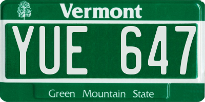 VT license plate YUE647