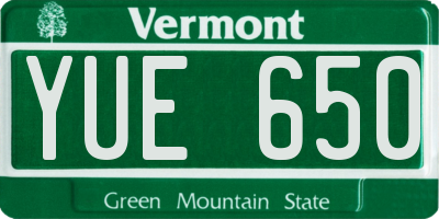 VT license plate YUE650