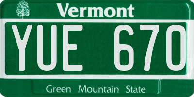 VT license plate YUE670