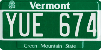 VT license plate YUE674
