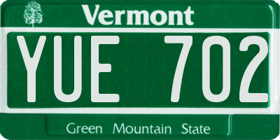 VT license plate YUE702