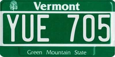 VT license plate YUE705