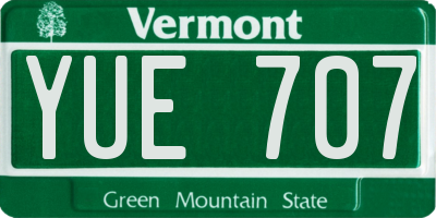 VT license plate YUE707