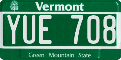 VT license plate YUE708
