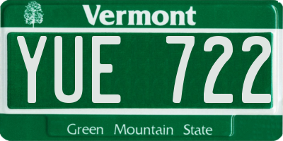 VT license plate YUE722