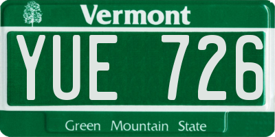 VT license plate YUE726