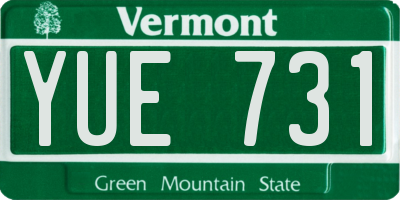 VT license plate YUE731