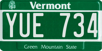 VT license plate YUE734