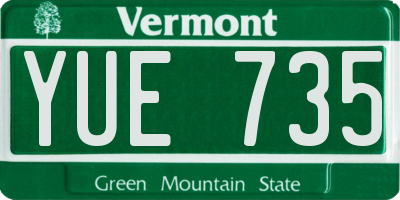 VT license plate YUE735