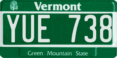VT license plate YUE738