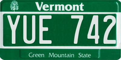 VT license plate YUE742