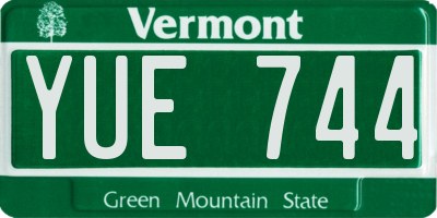 VT license plate YUE744