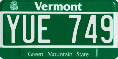 VT license plate YUE749