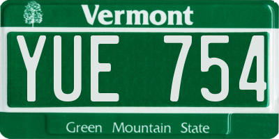 VT license plate YUE754